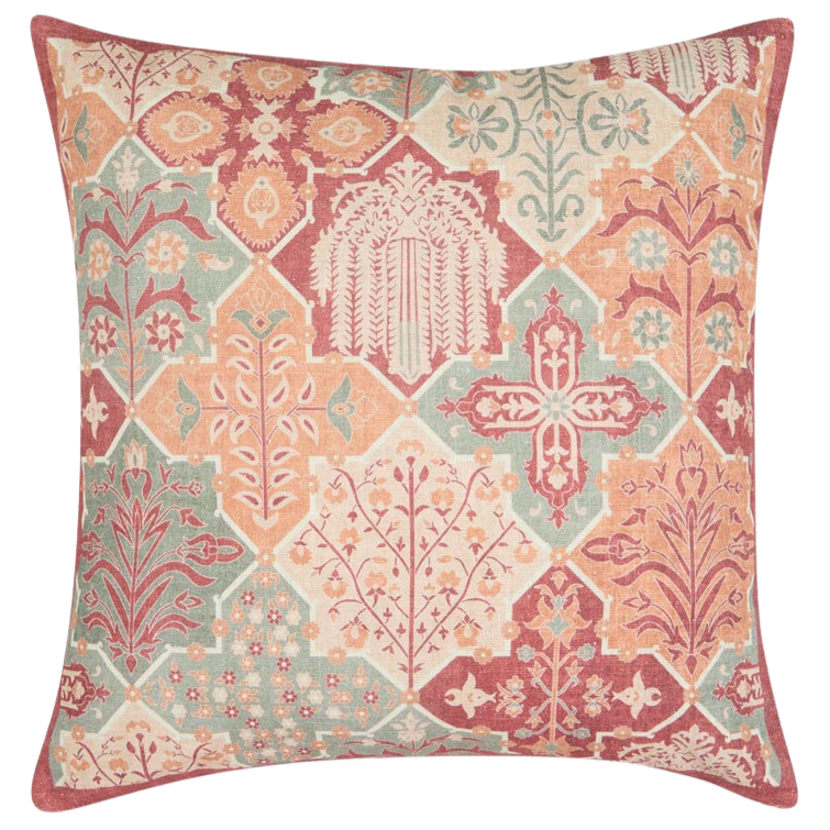 Funda de cojín de algodón estampada. Isfahan Terracotta 50x50