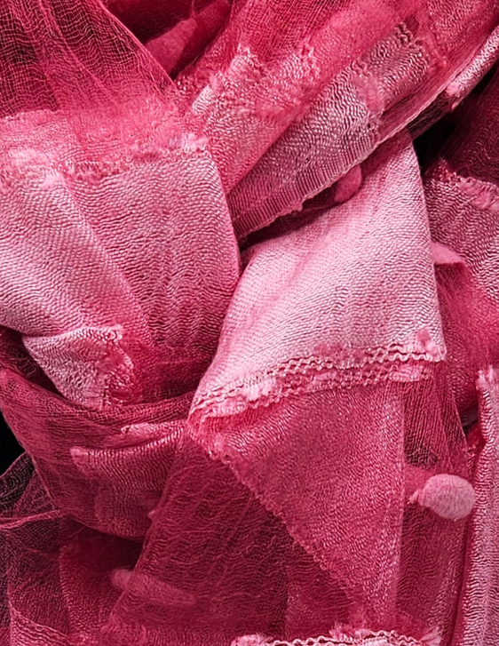 Mascada de seda cruda. Rosa