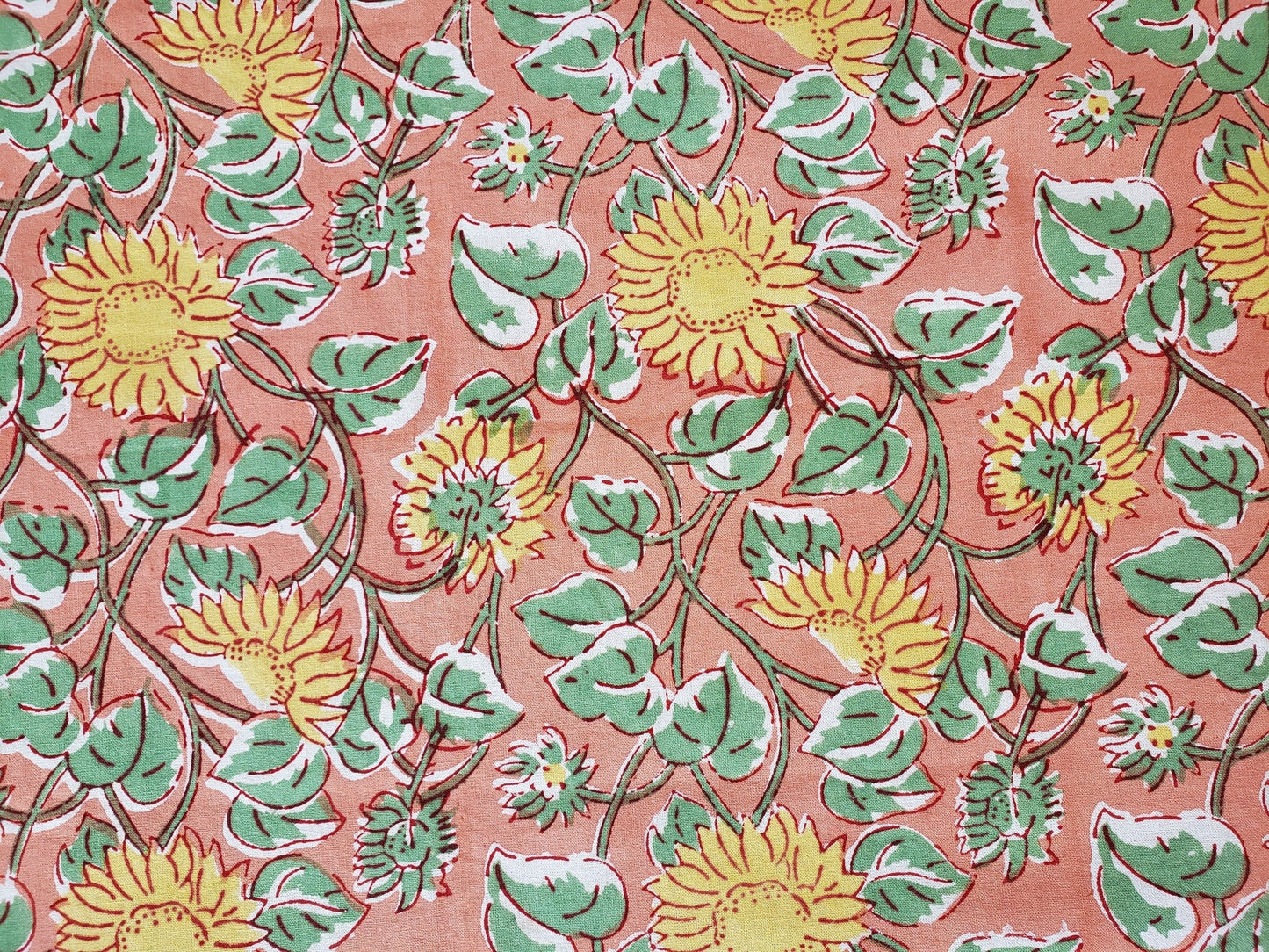 Mantel cuadrado 100% algodón estampado a mano. Girasoles