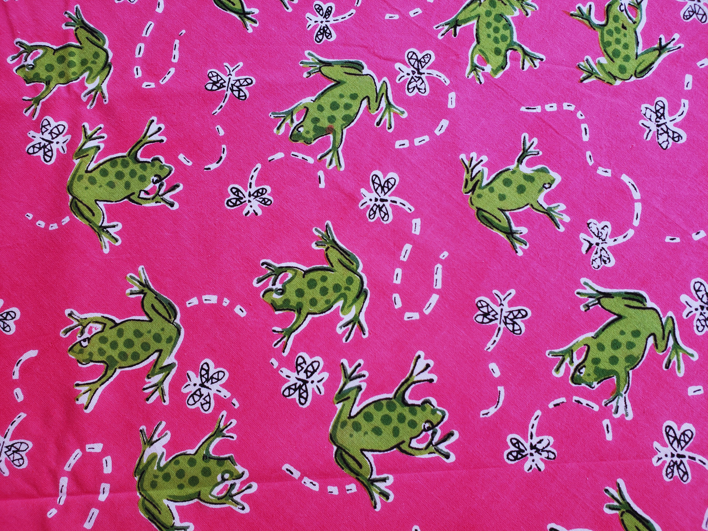 Mantel redondo 100% algodón estampado a mano. Ranas