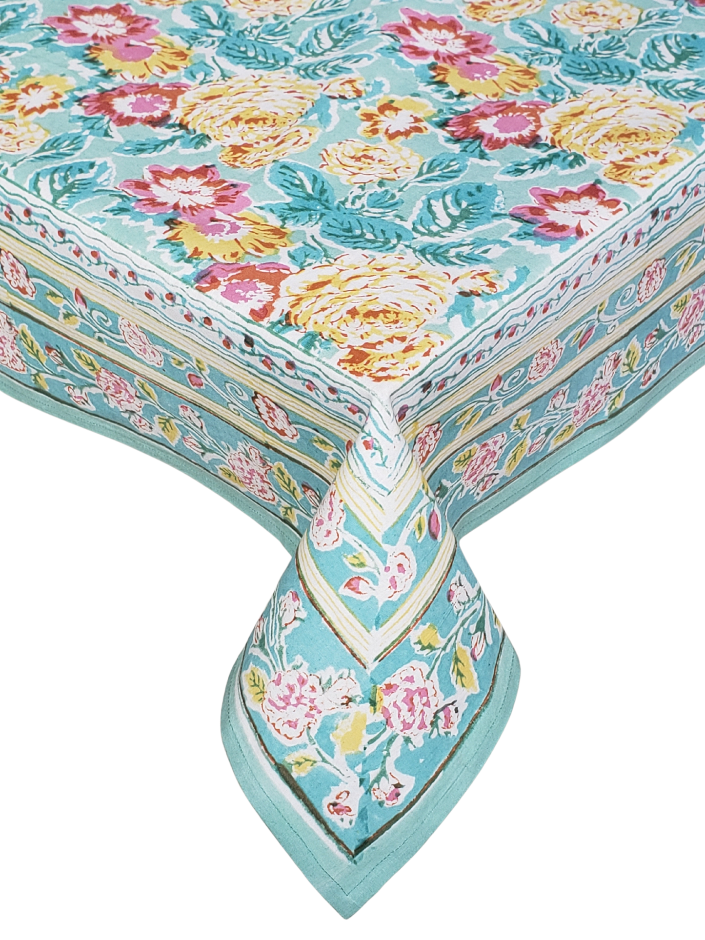 Mantel rectangular 100% algodón estampado a mano