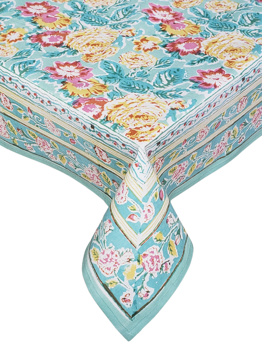 Mantel cuadrado 100% algodón estampado a mano