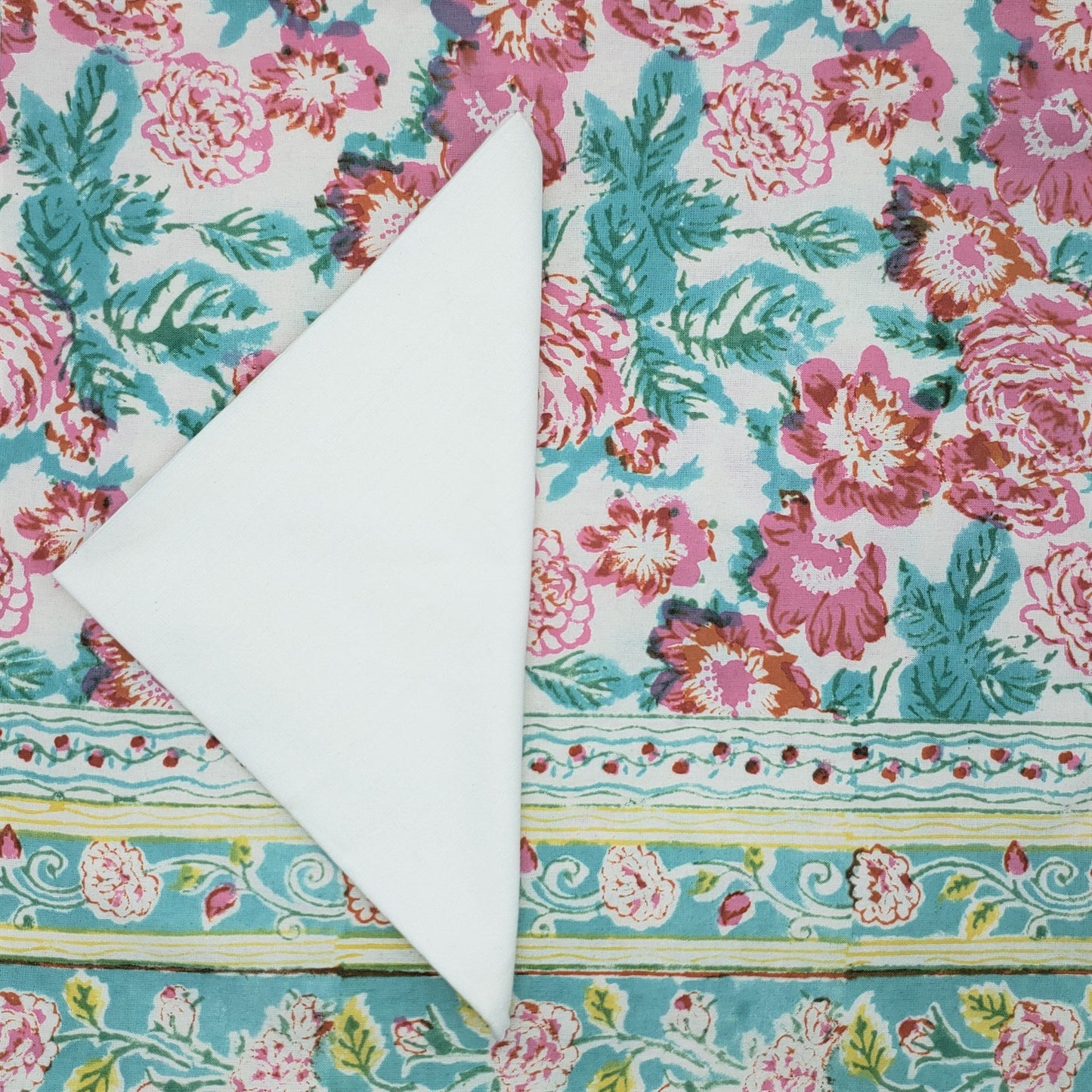 Mantel rectangular 100% algodón estampado a mano