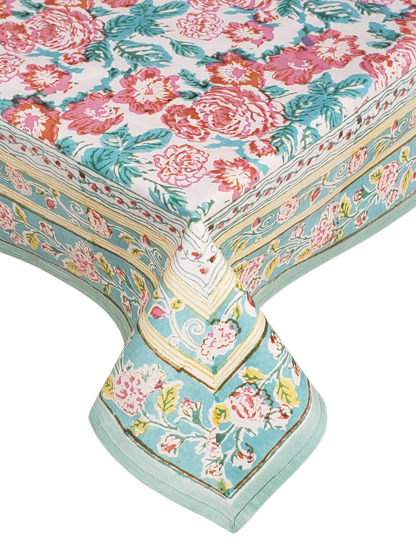 Mantel rectangular 100% algodón estampado a mano