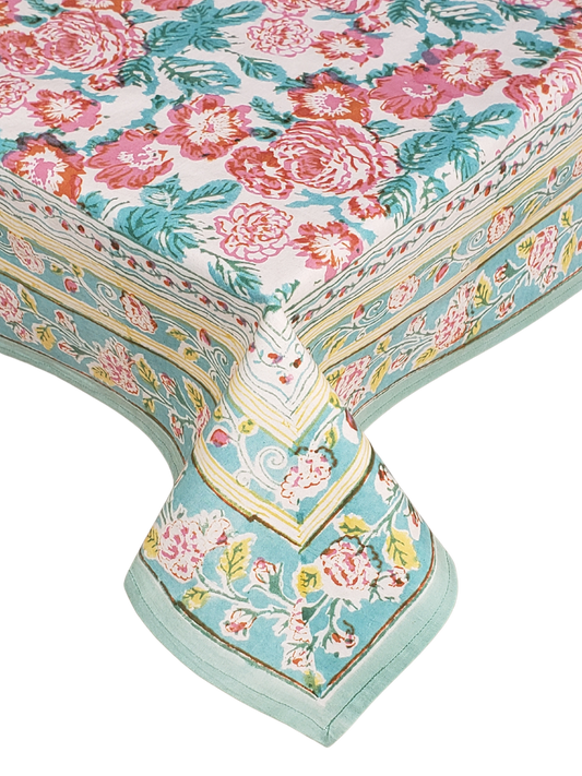 Mantel cuadrado 100% algodón estampado a mano