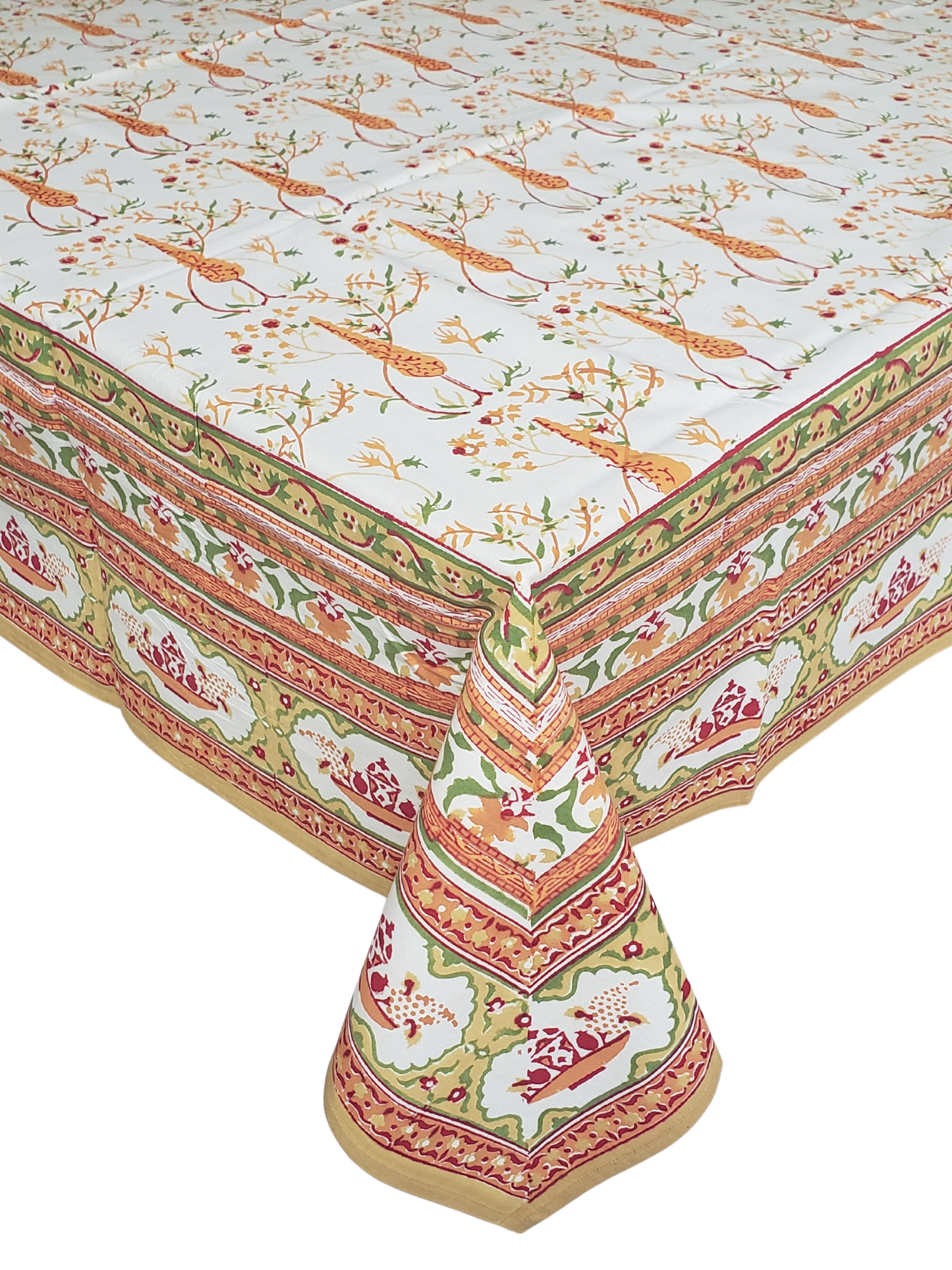 Mantel rectangular 100% algodón estampado a mano