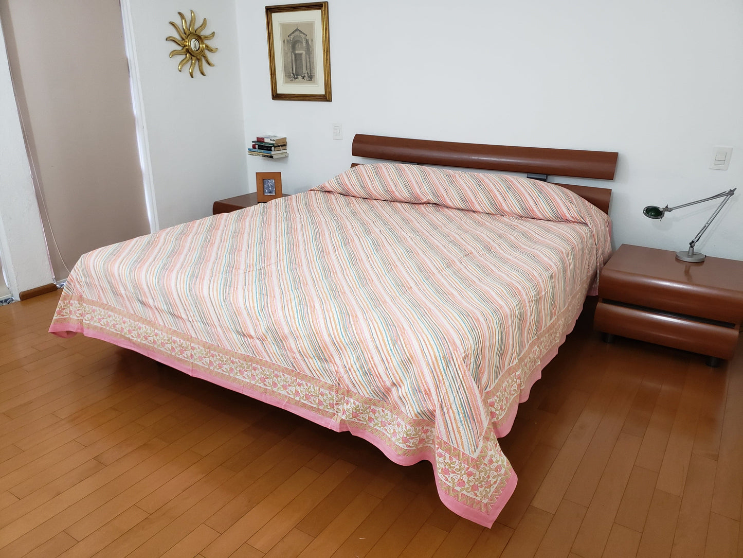 Sobrecama 100% algodón estampado a mano