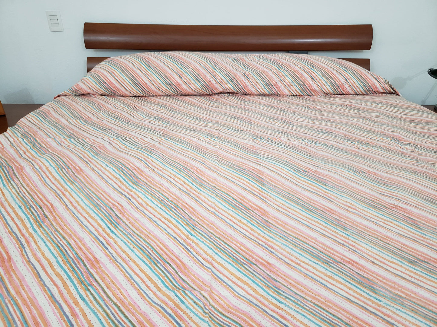 Sobrecama 100% algodón estampado a mano