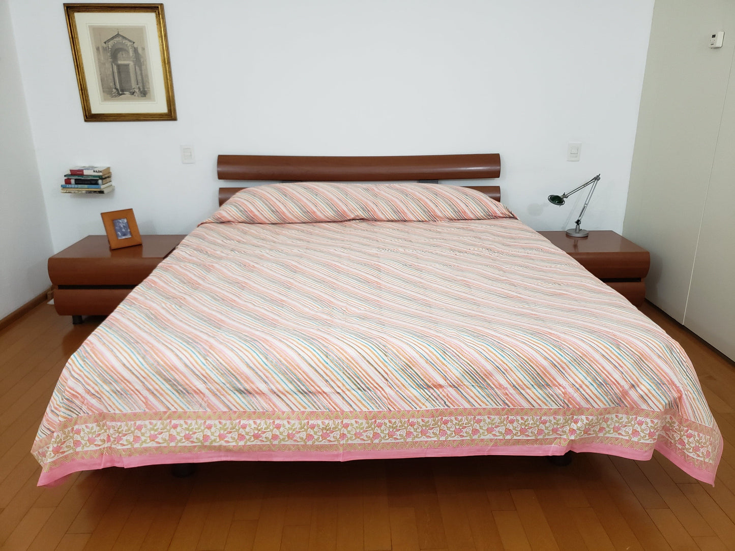 Sobrecama 100% algodón estampado a mano