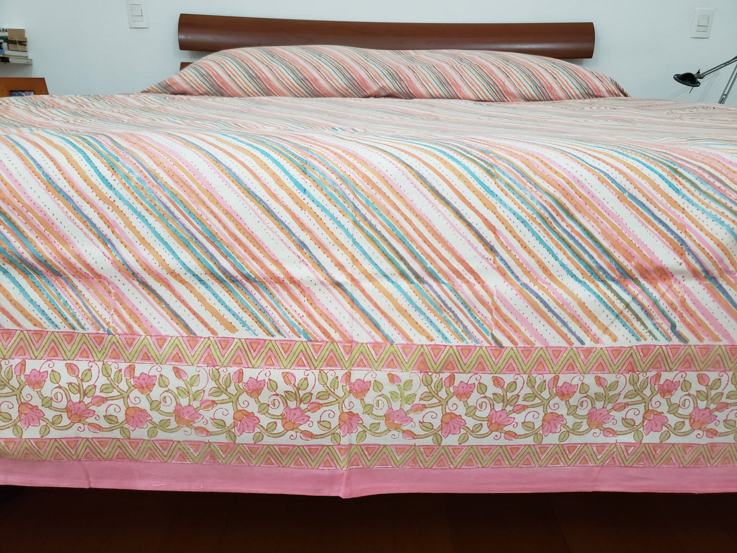 Sobrecama 100% algodón estampado a mano