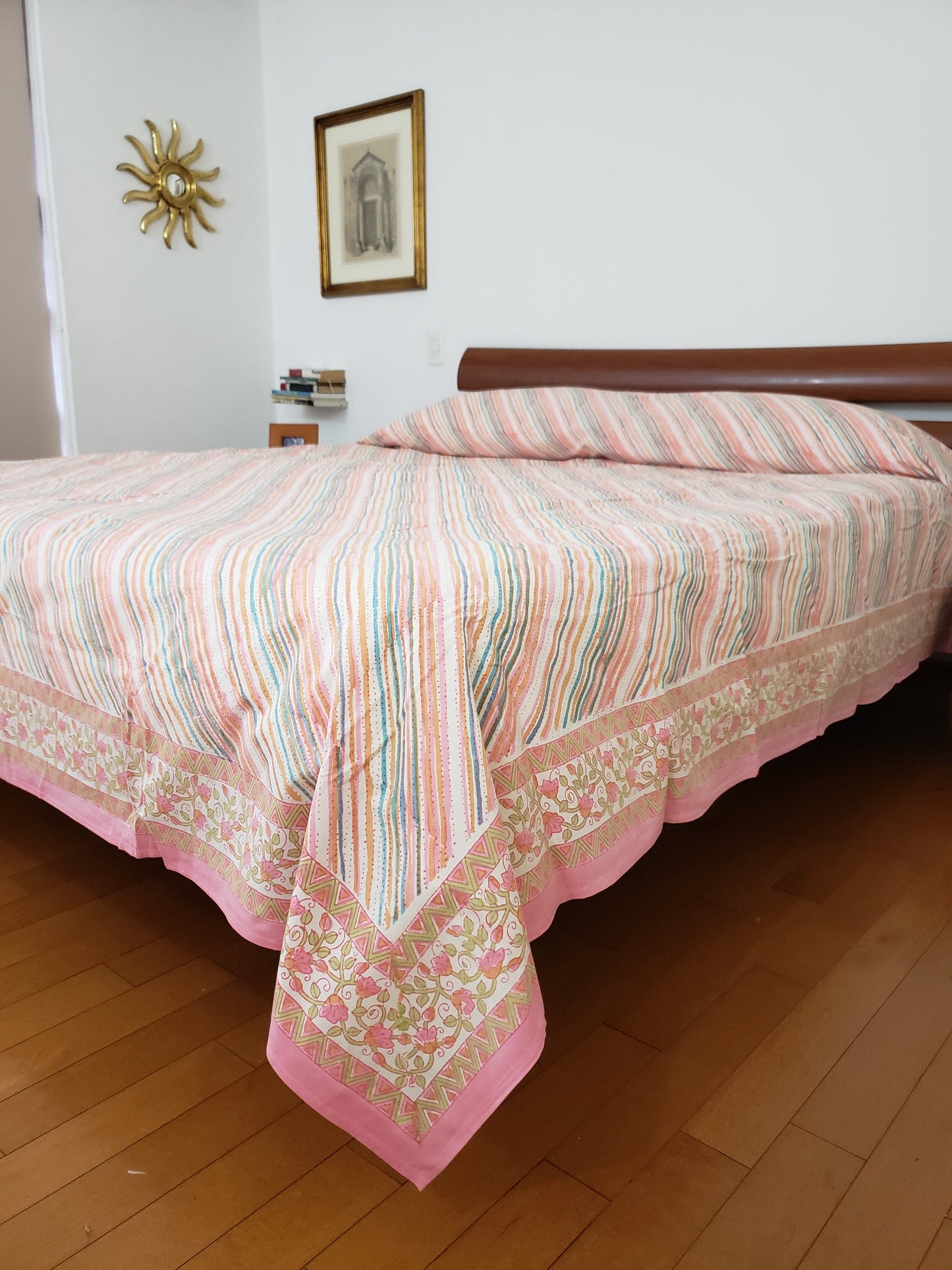 Sobrecama 100% algodón estampado a mano
