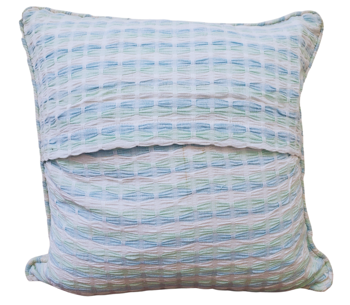 Funda de cojín tejida en telar. Deepali acqua 40x40
