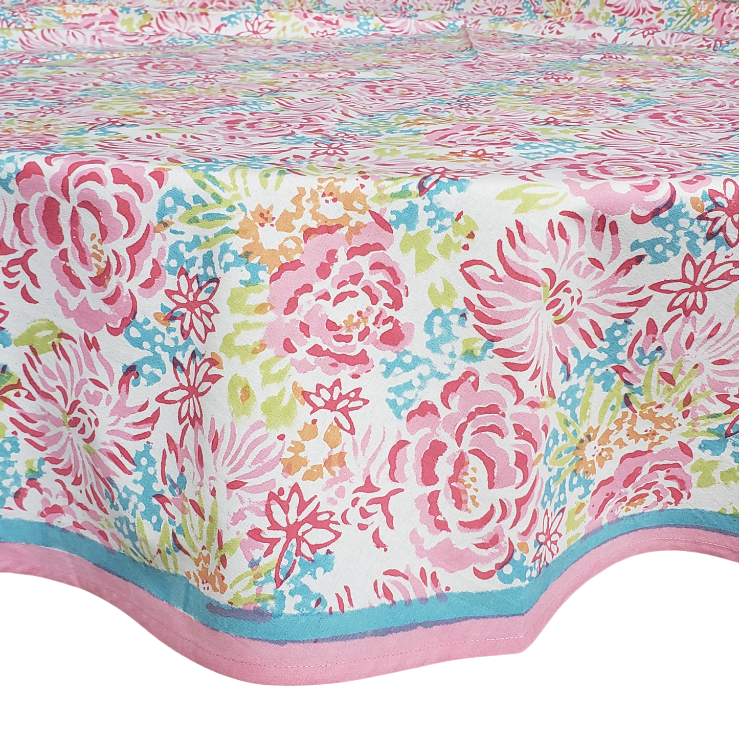 Mantel redondo 100% algodón estampado a mano