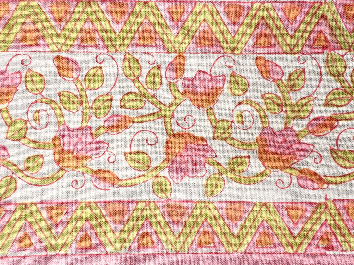Mantel rectangular 100% algodón estampado a mano. Rayas