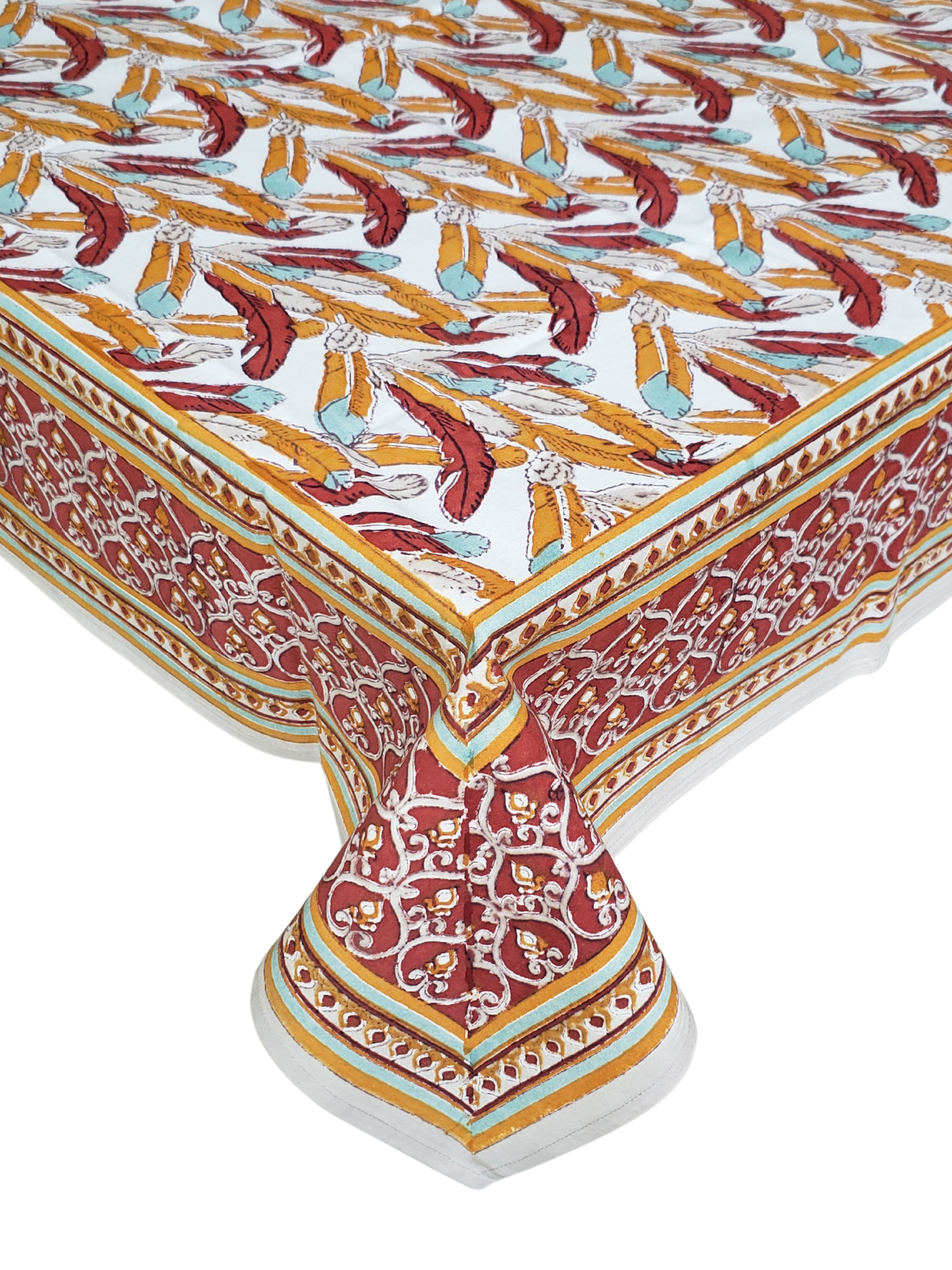 Mantel rectangular 100% algodón estampado a mano