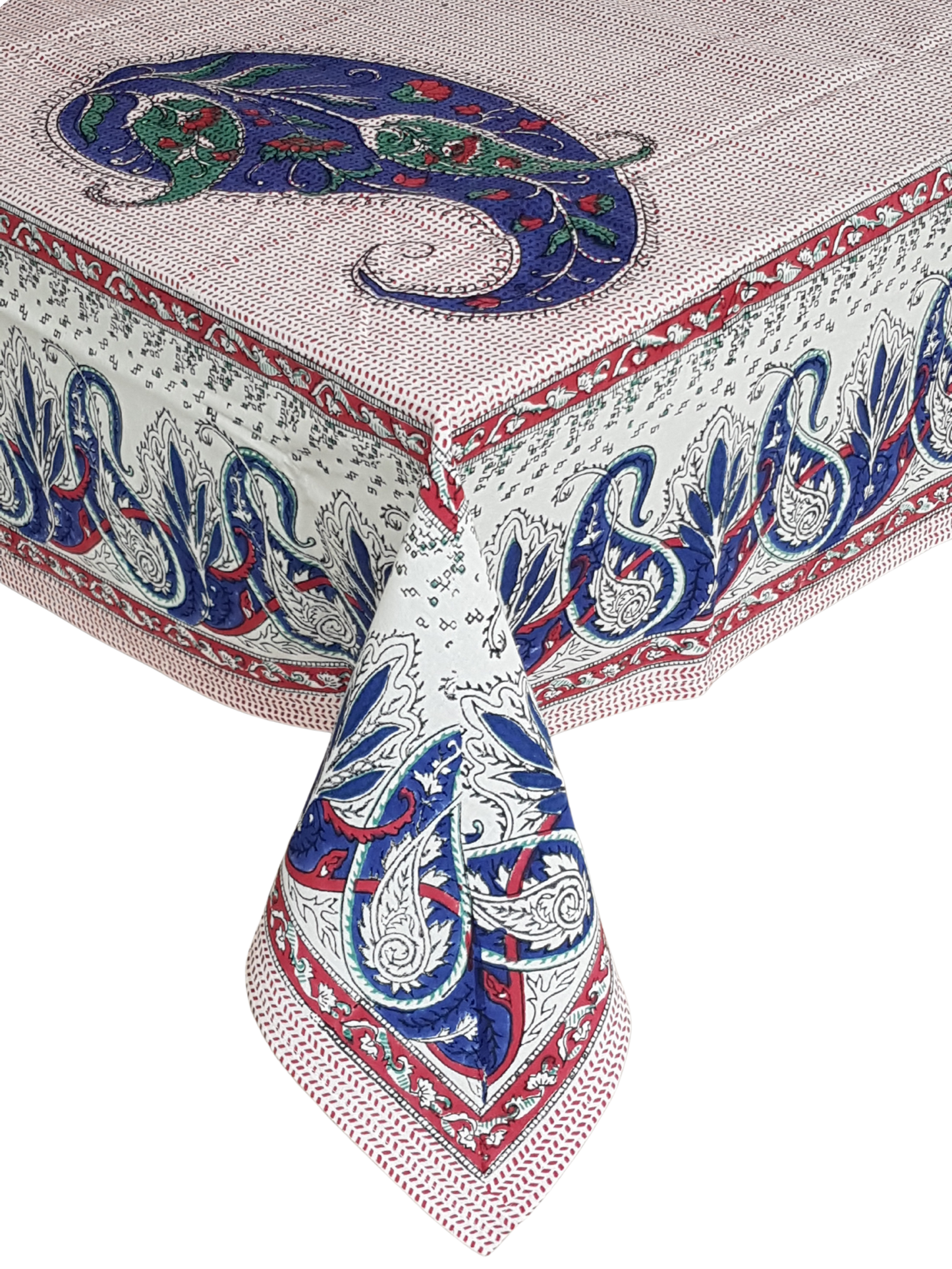 Mantel rectangular 100% algodón estampado a mano