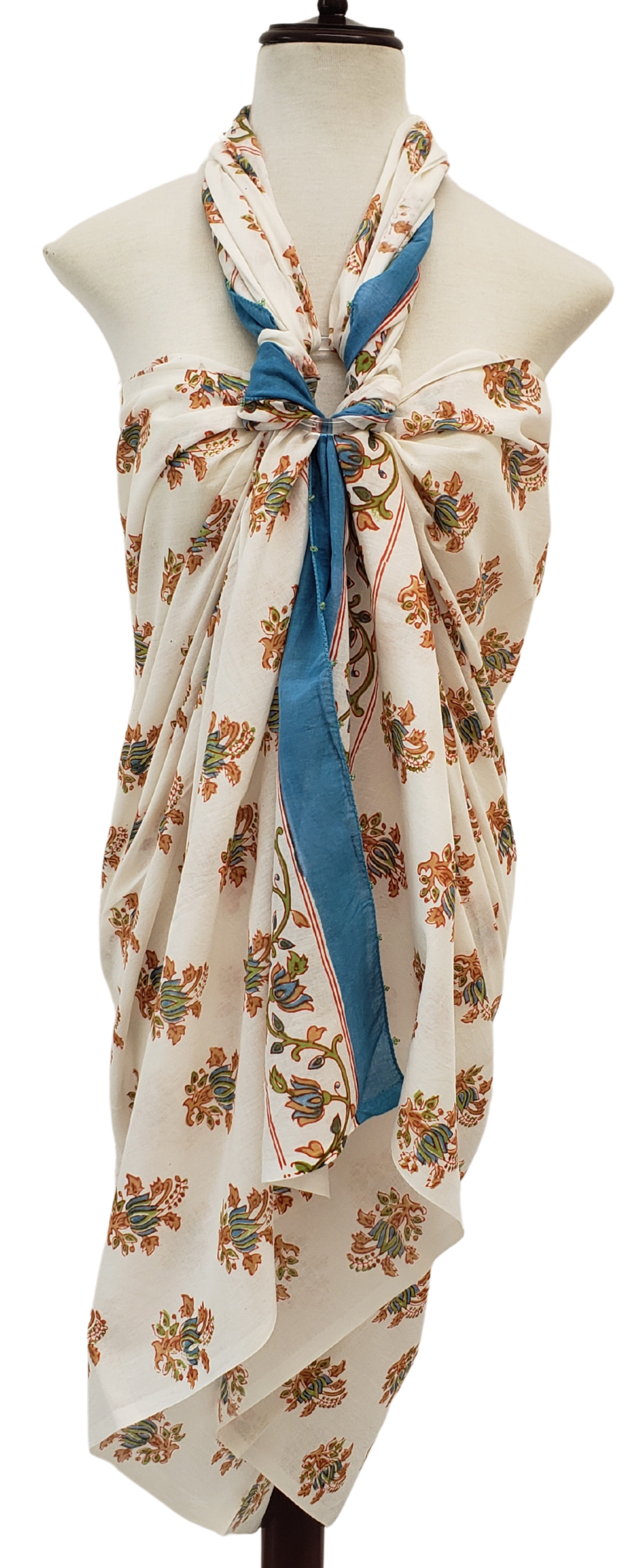Pareo estampado a mano. Jaal marrón