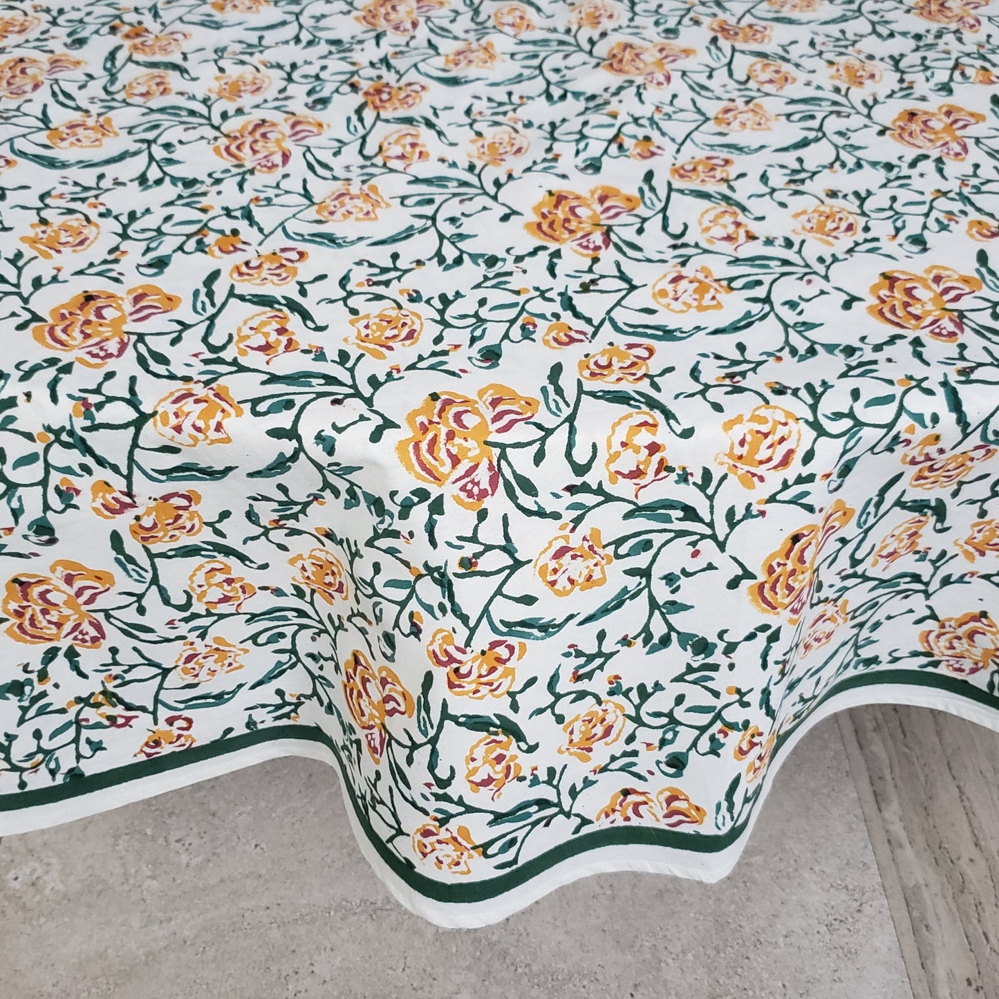 Mantel redondo 100% algodón estampado a mano