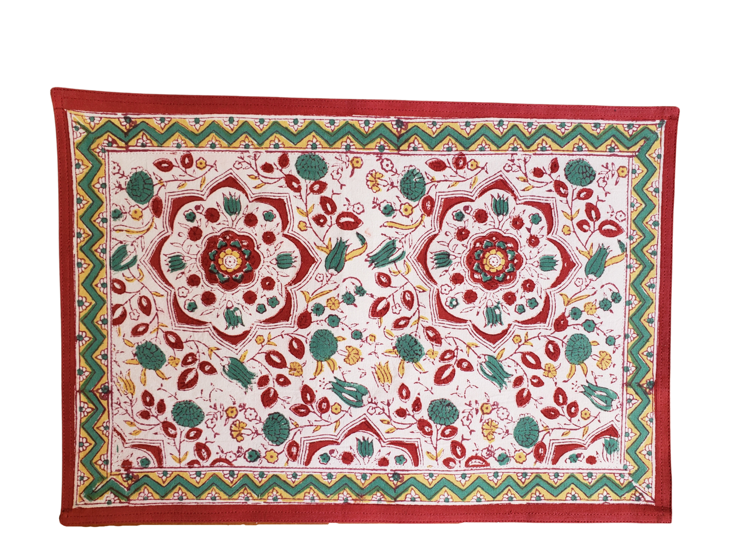 Mantel individual con servilleta. Estampado a mano. Izmir