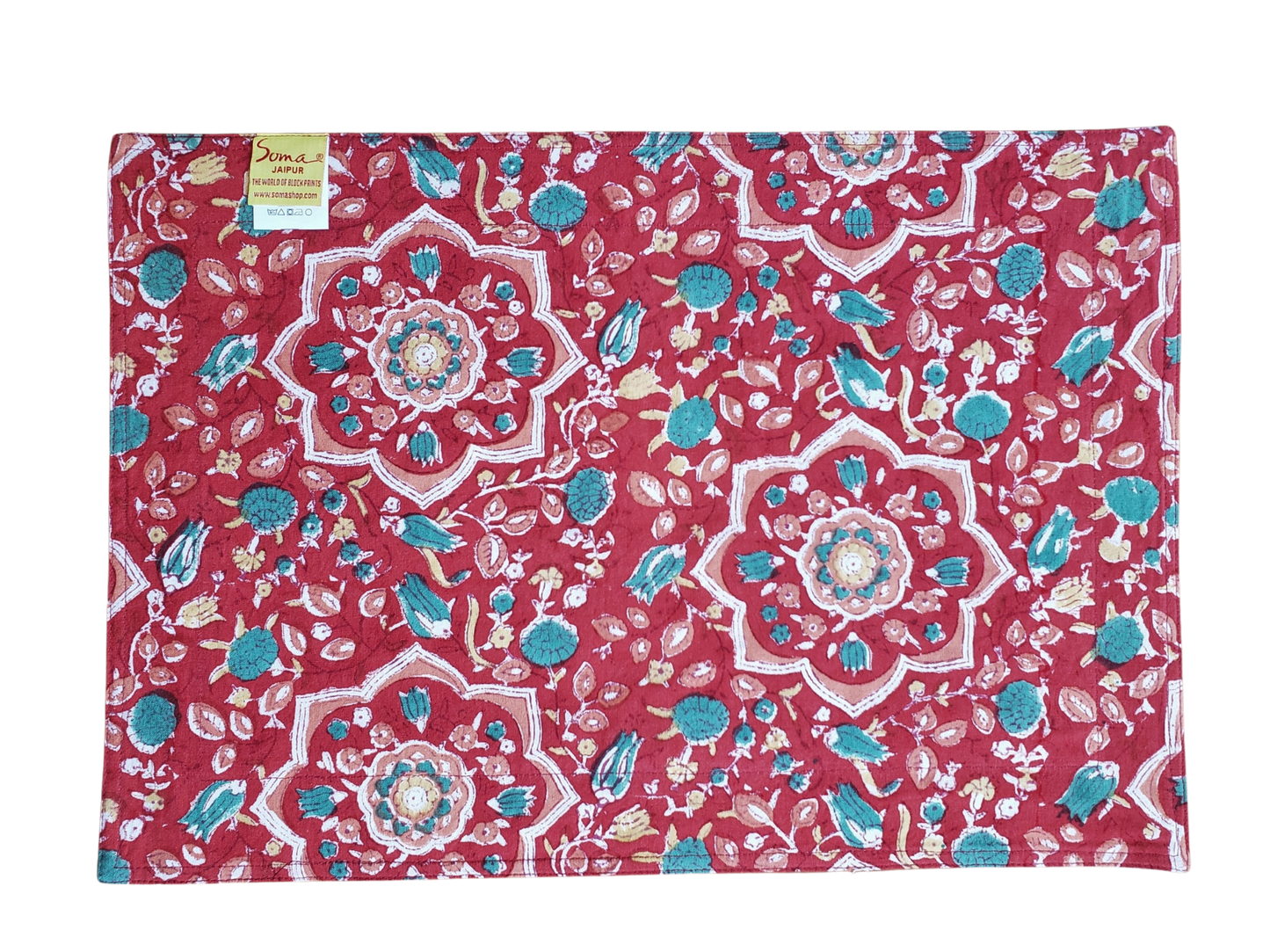 Mantel individual con servilleta. Estampado a mano. Izmir