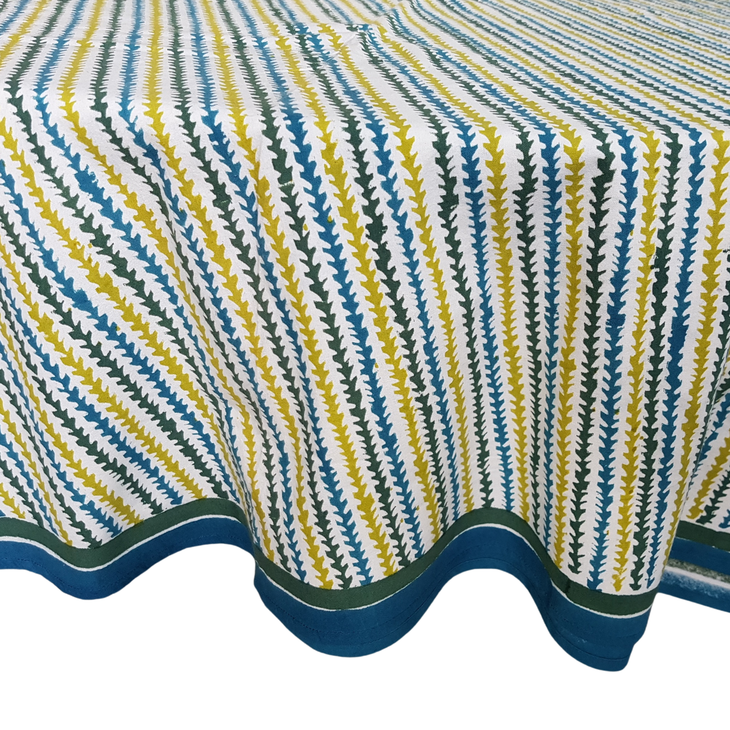 Mantel redondo 100% algodón estampado a mano
