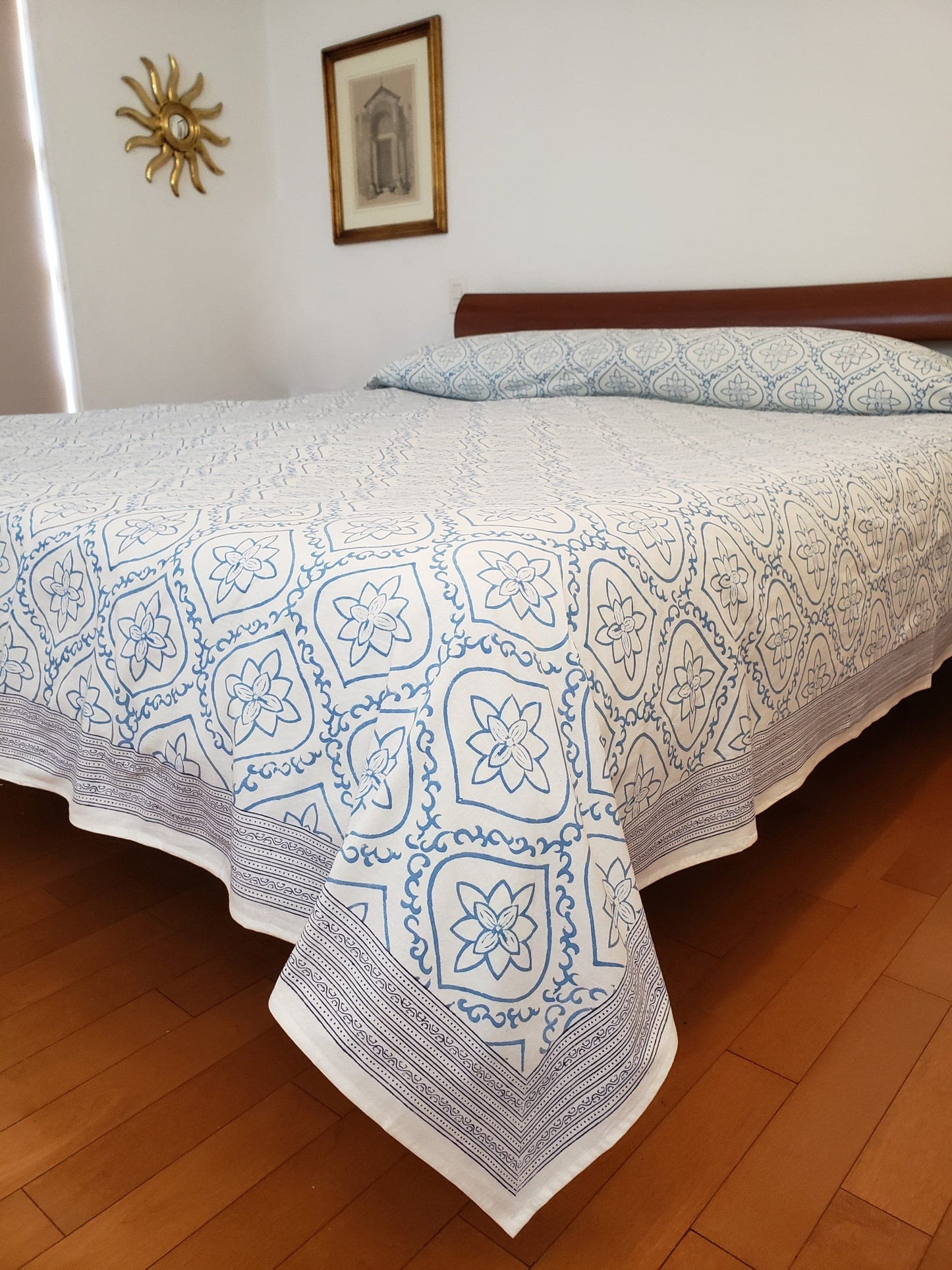 Sobrecama 100% algodón estampado a mano. Safedi Jaal