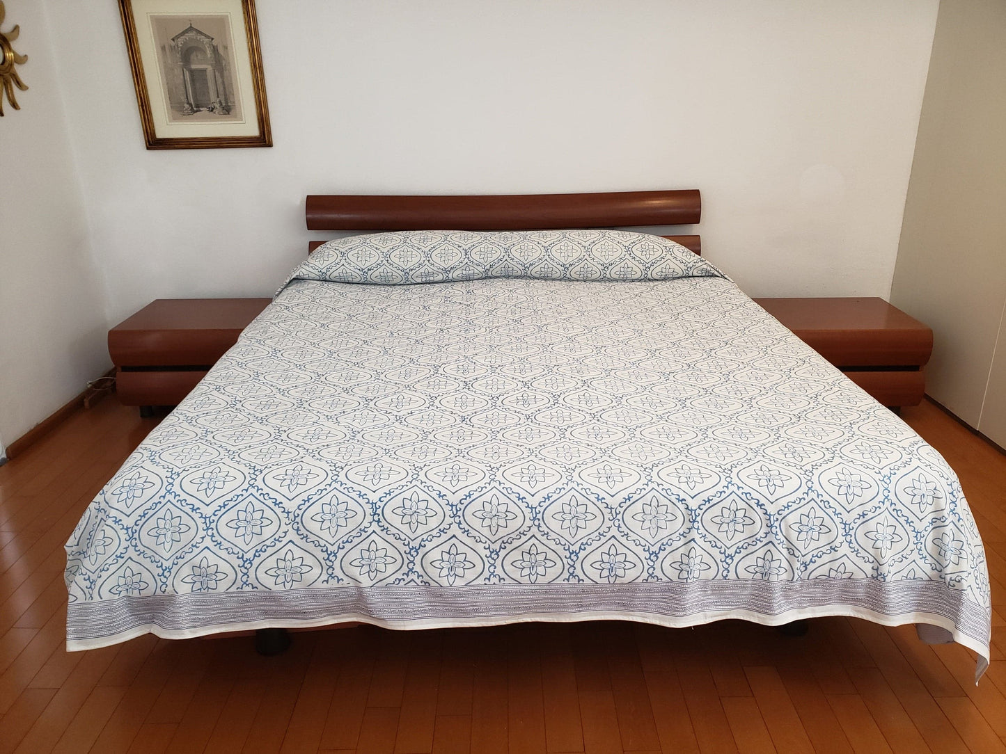 Sobrecama 100% algodón estampado a mano. Safedi Jaal