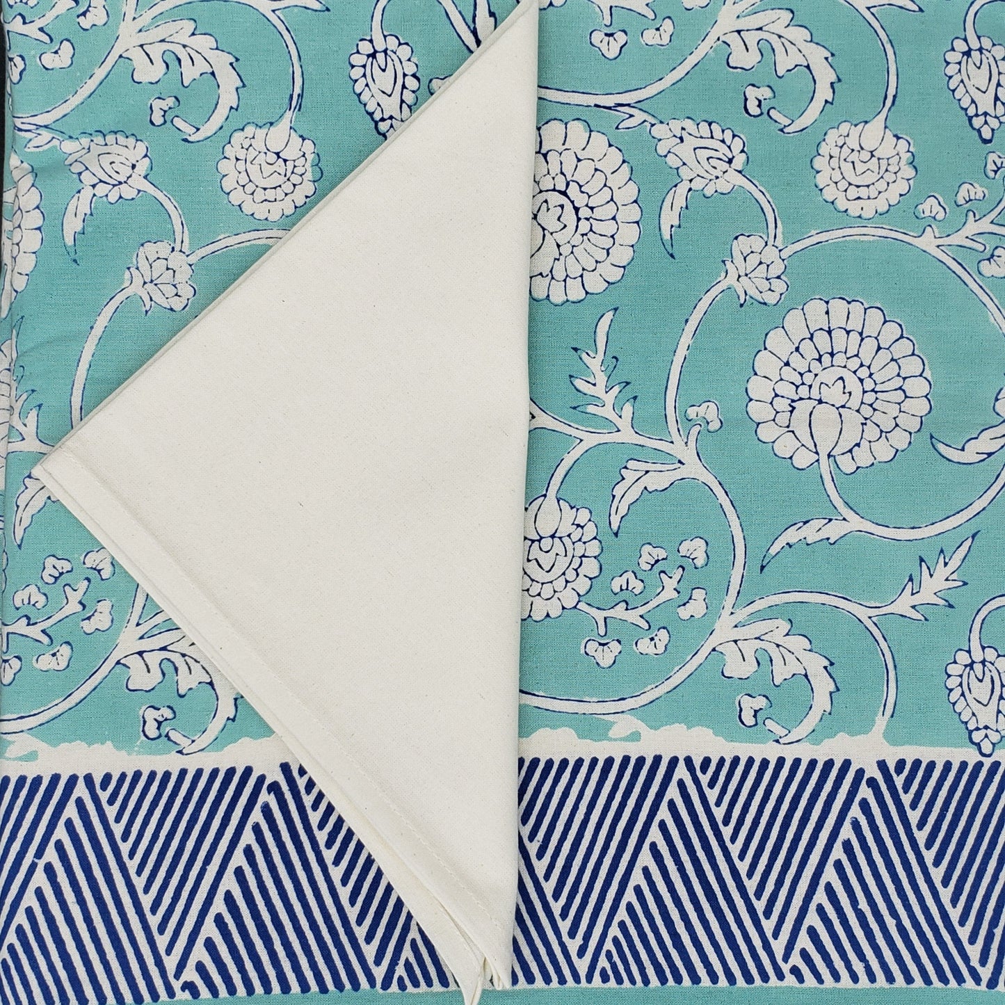 Mantel rectangular 100% algodón estampado a mano. Burg