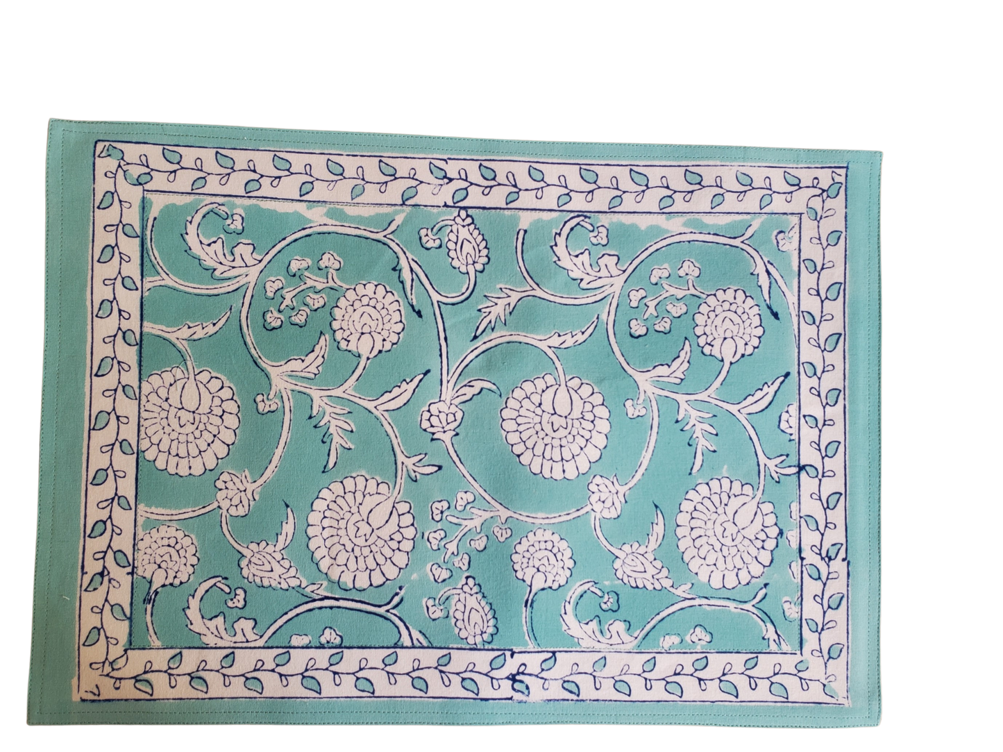 Mantel individual con servilleta. Estampado a mano. Burg