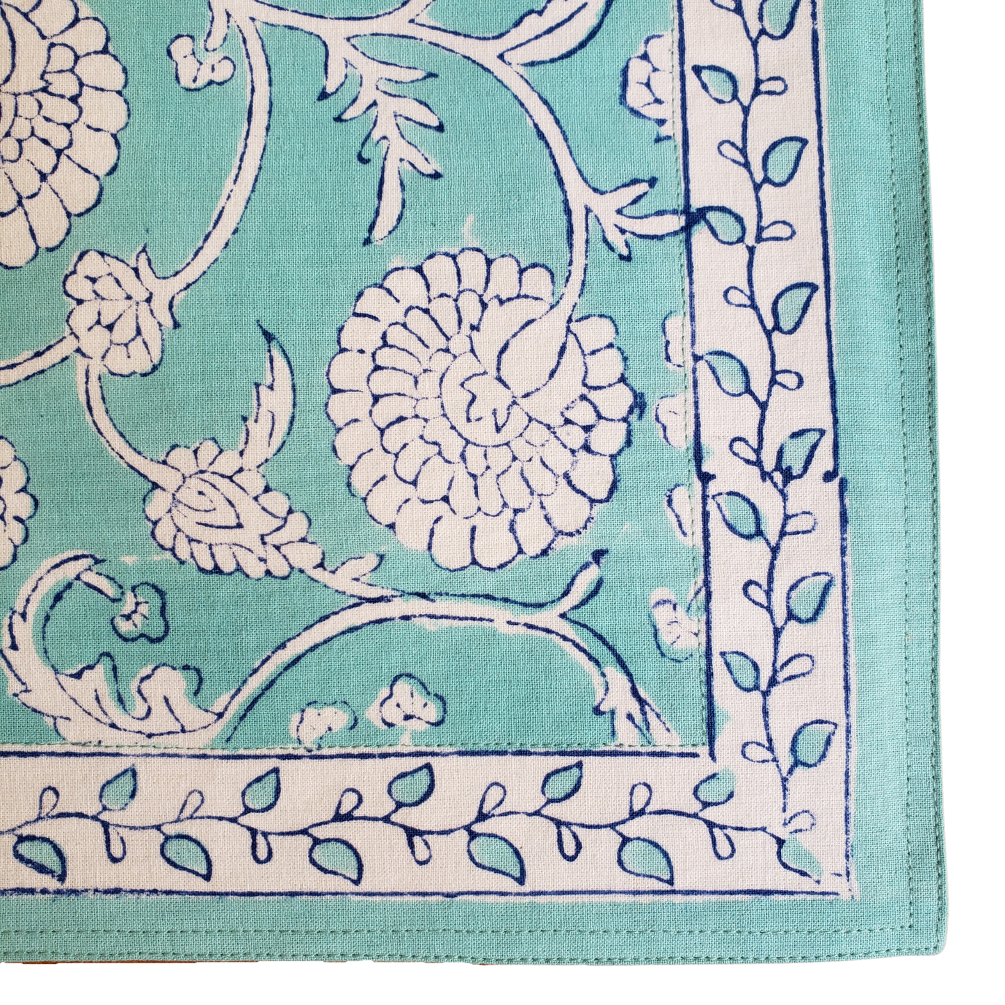 Mantel individual con servilleta. Estampado a mano. Burg