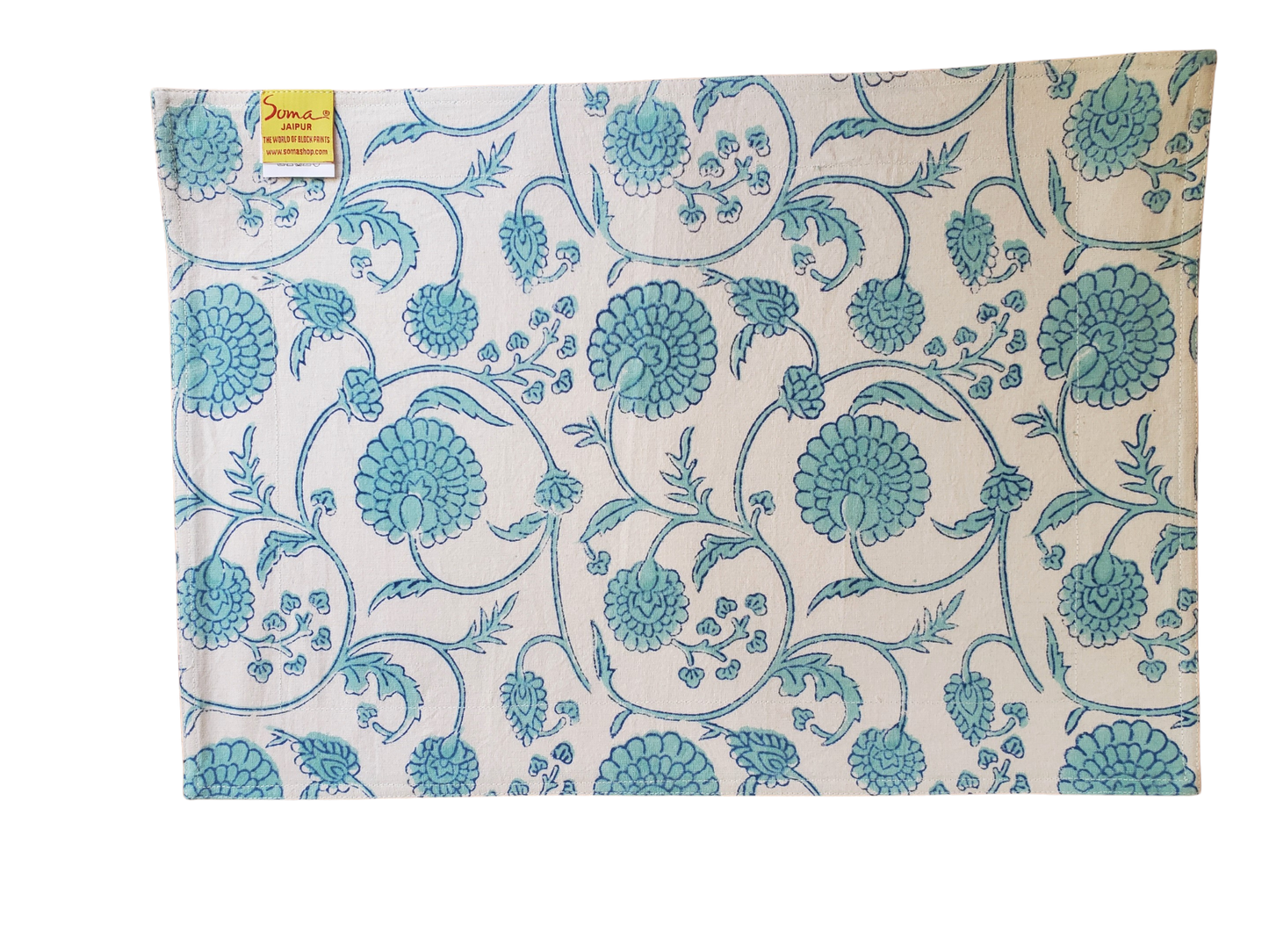 Mantel individual con servilleta. Estampado a mano. Burg