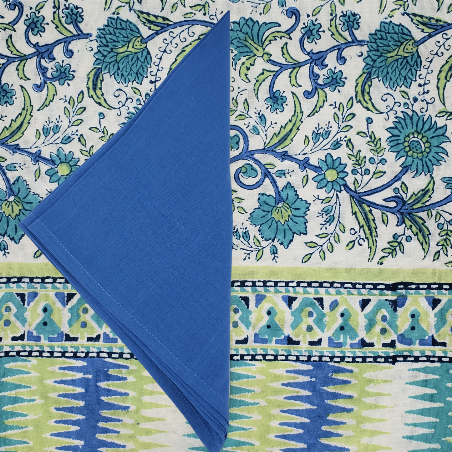 Mantel rectangular 100% algodón estampado a mano. Sulak