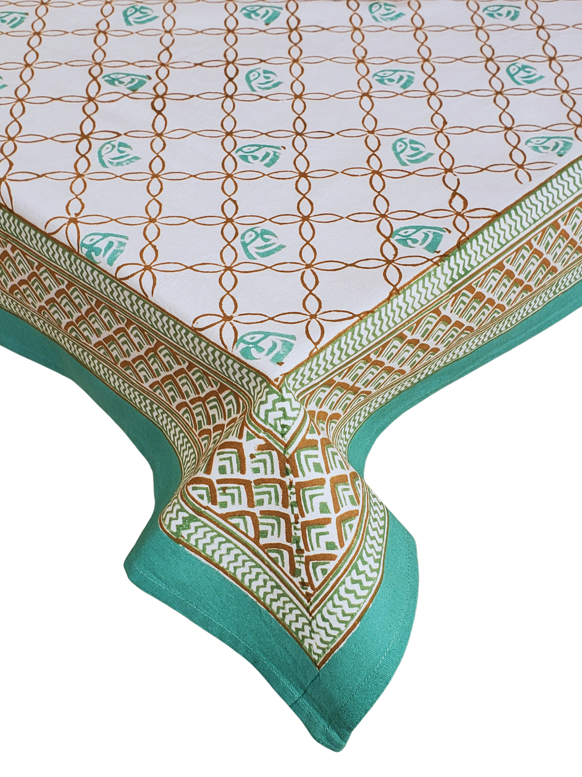 Mantel rectangular 100% algodón estampado a mano. Acqua
