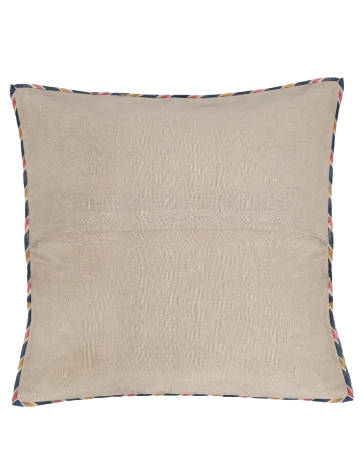 Funda de cojín de algodón/seda estampada. Azul. Puntos y rayas 40x40cm