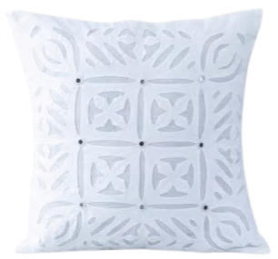 Funda de cojín de algodón calado. Blanco Arghya 40x40