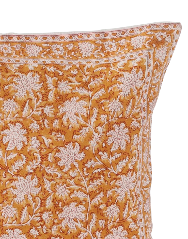 Funda de cojín de algodón estampada. Vansha ocre 40x40