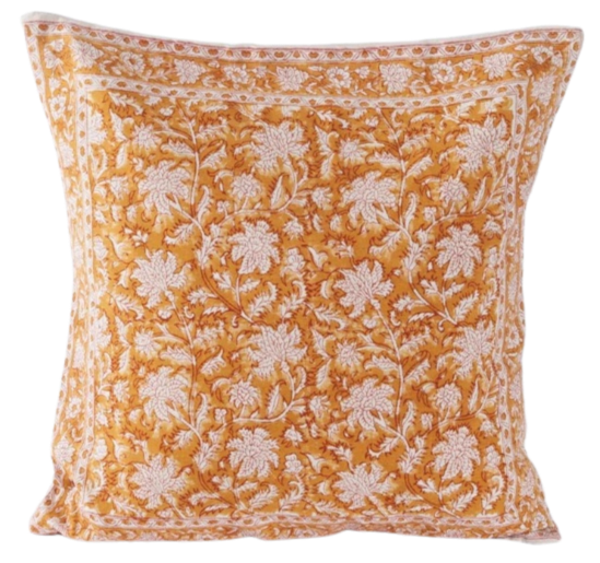 Funda de cojín de algodón estampada. Vansha ocre 40x40