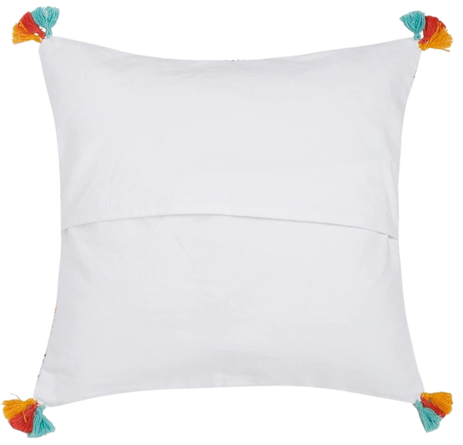 Funda de cojín de algodón. Bordado Boho 40x40
