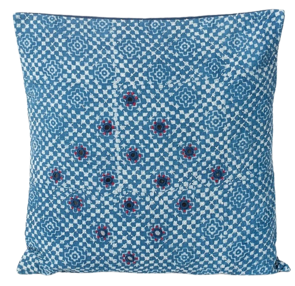 Funda de cojín azul índigo natural Aadhirai 40x40