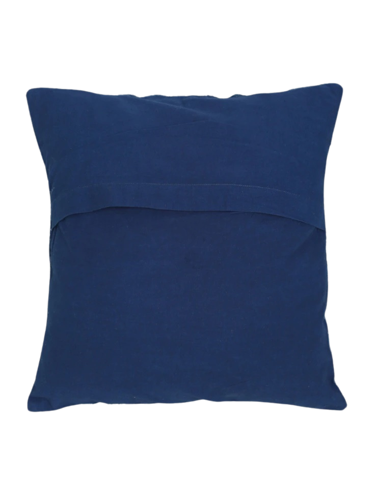 Funda de cojín azul índigo natural. Patchwork Line 40x40