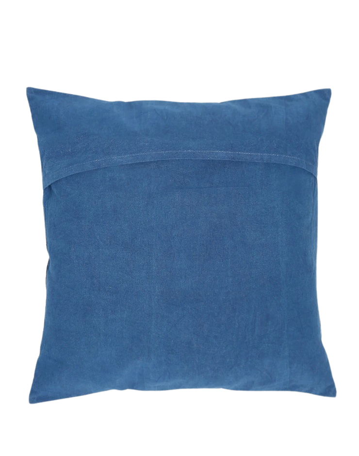 Funda de cojín de algodón estampada. Marrón/azul. Mankar 40x40 %%%
