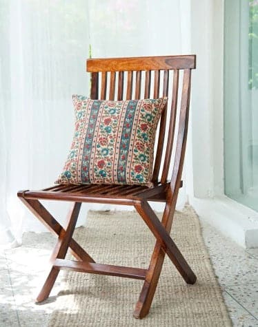 Funda de cojín de algodón estampada. Mehulika turquesa 40x40