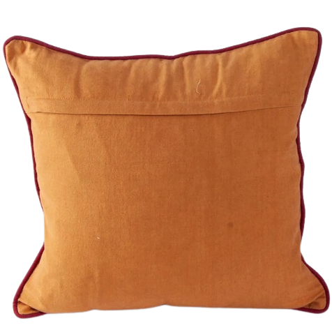 Funda de cojín estampada y bordada. Pushkal ocre 40x40