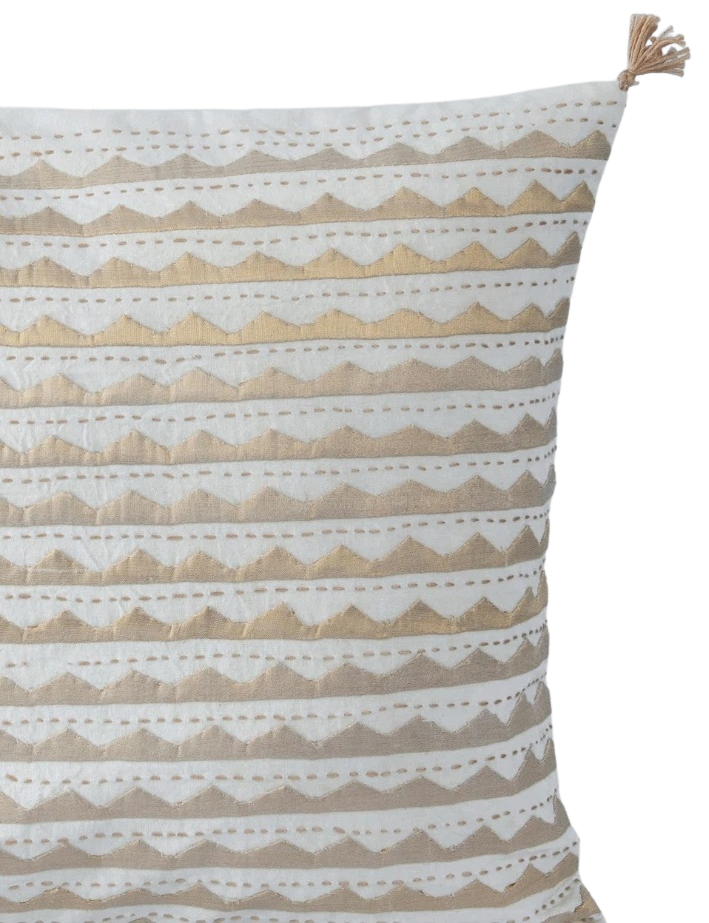 Funda de cojín de algodón calado. Dorado Prasun 40x40