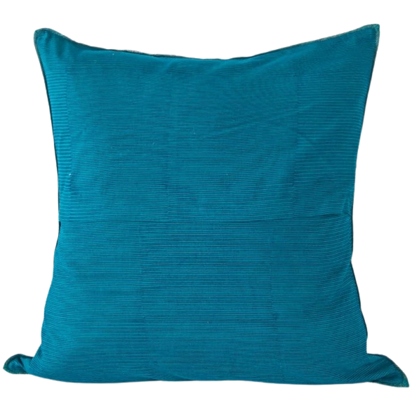 Funda de cojín de algodón/seda estampada. Raimi Azul 40x40