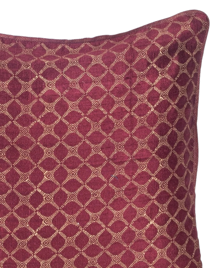 Funda de cojín de algodón/seda estampada. Anami Marrón 40x40