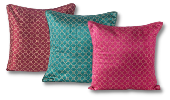 Funda de cojín de algodón/seda estampada. Anami Rosa 40x40