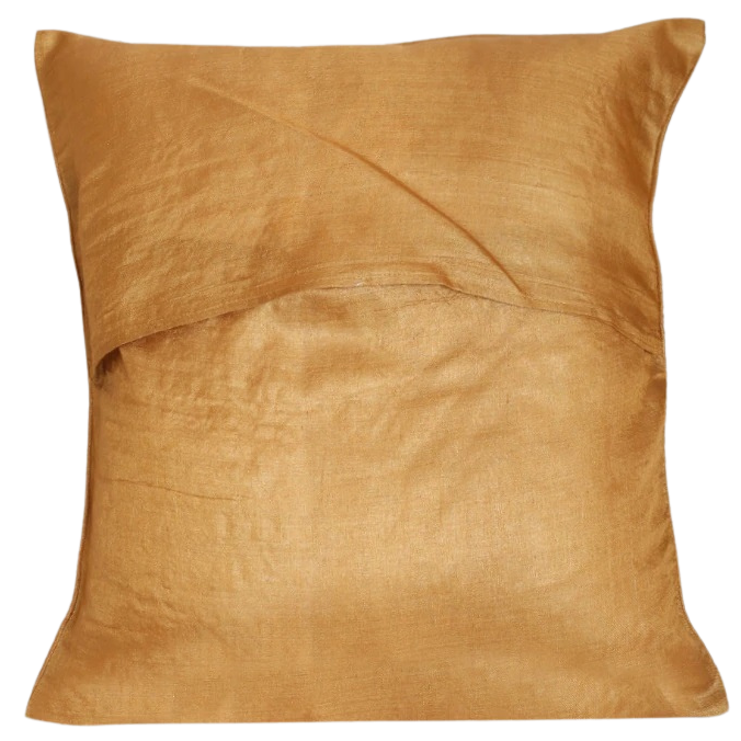 Funda de cojín. Seda y bordado chikankari. Ocre 40x40