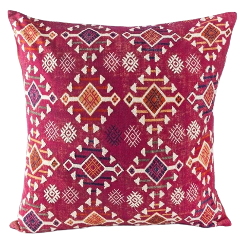 Funda de cojín estampada y bordada. Pushkal rojo 50x50