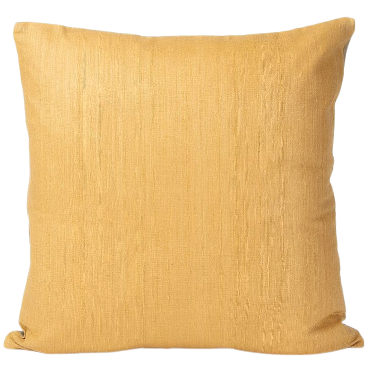 Funda de cojín lisa de seda. Ocre